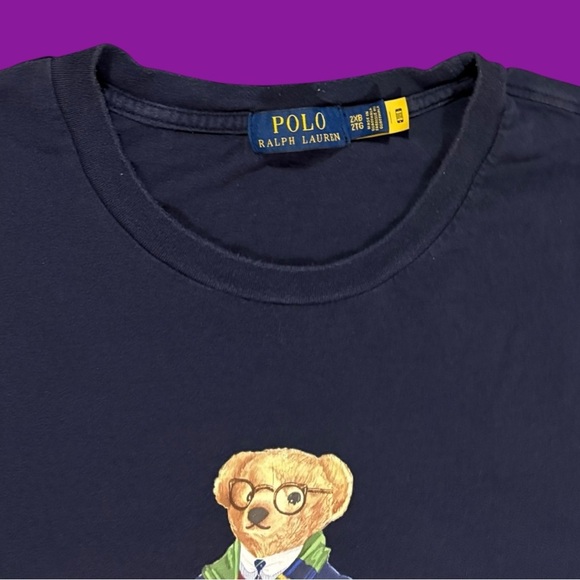 Polo by Ralph Lauren Navy T-Shirt with Bear Design - Picture 4 of 4